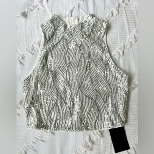 Silver Sequin Crop Top BRAND NEW SHEIN Medium